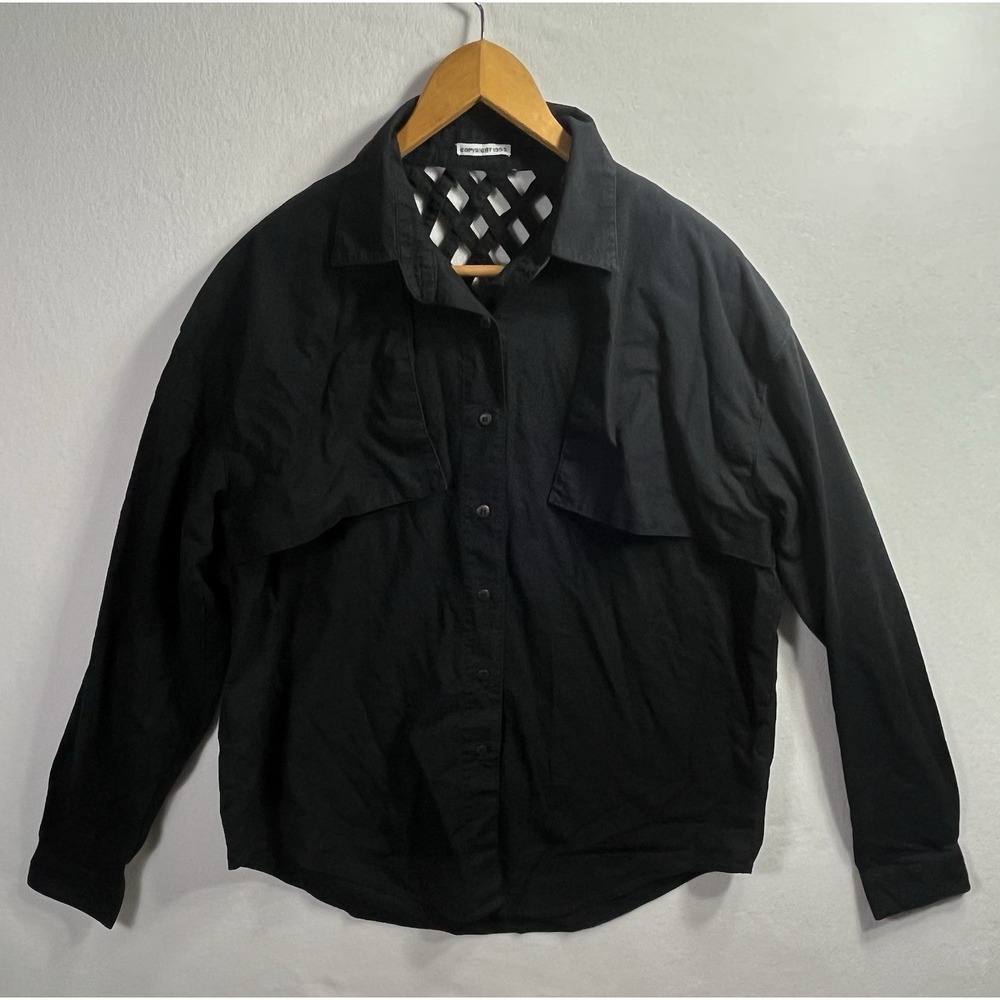 Side Saddle Western Top Approx L  Black Vtg 1993 Weaved Open Upper Back